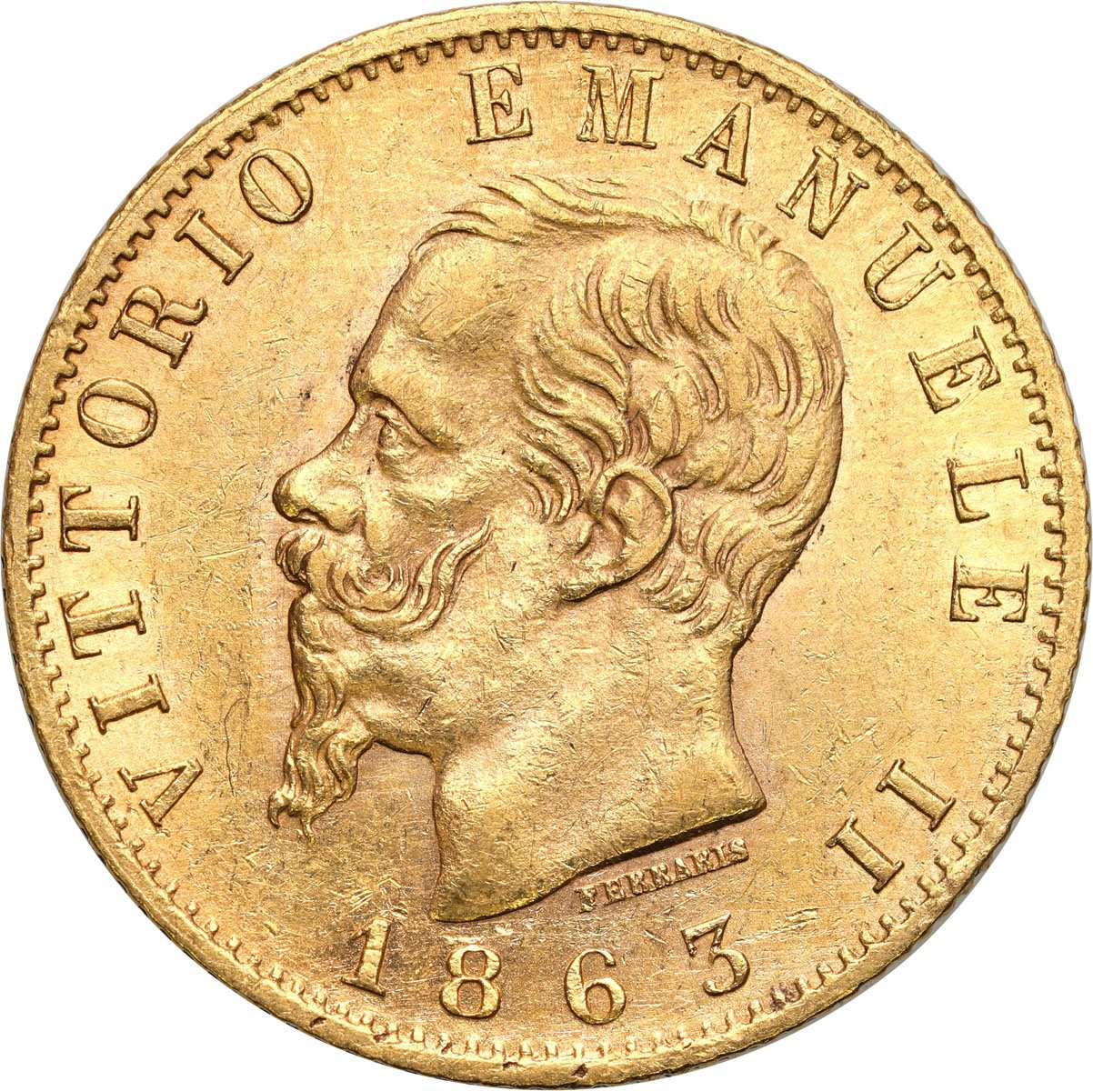 Włochy. Emanuel II 20 Lirów 1863 - PIĘKNE