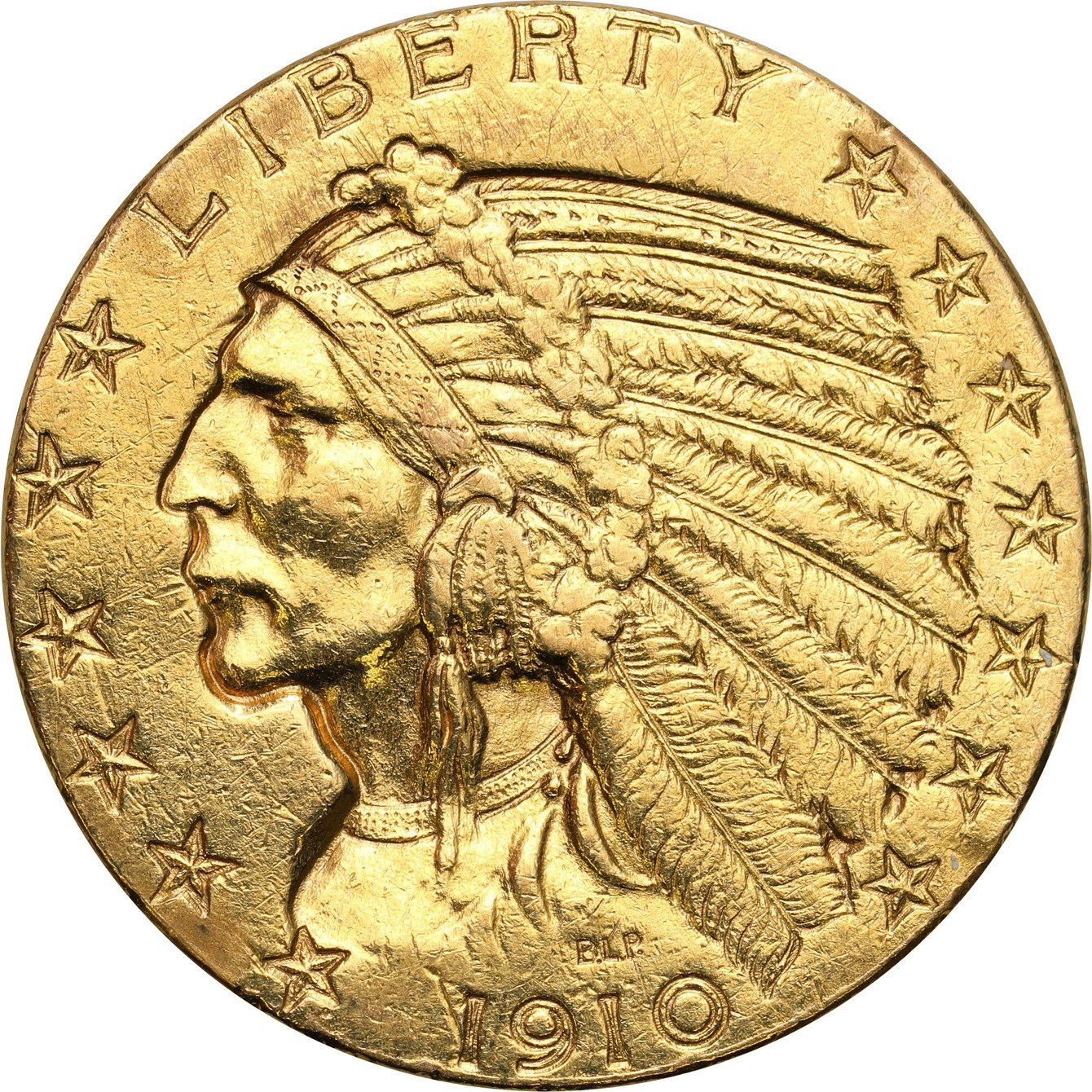 USA. Złote 5 dolarów 1910 Indianin