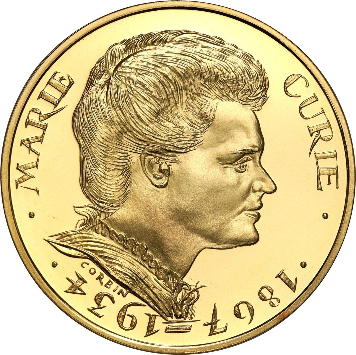 Francja. 100 franków 1984 Maria Skłodowska-Curie – ZŁOTO + SREBRO