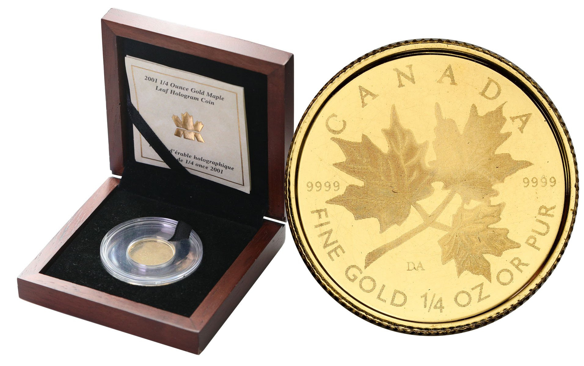 Kanada. Elżbieta II 10 Dolarów 2001 LIŚĆ KLONOWY – 1/4 uncji złota