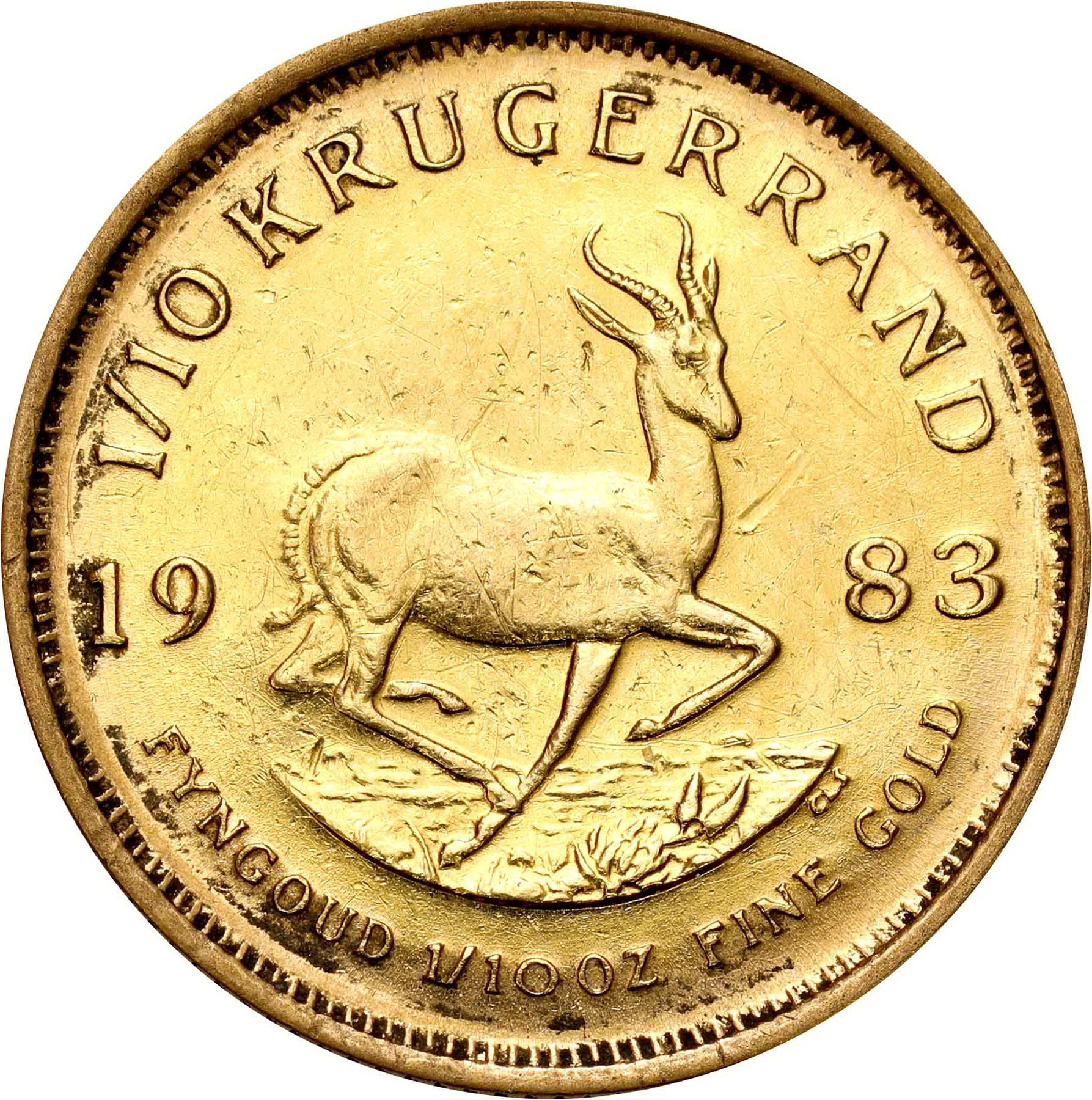 RPA. Złoty Krugerrand 1983 - 1/10 uncji złota