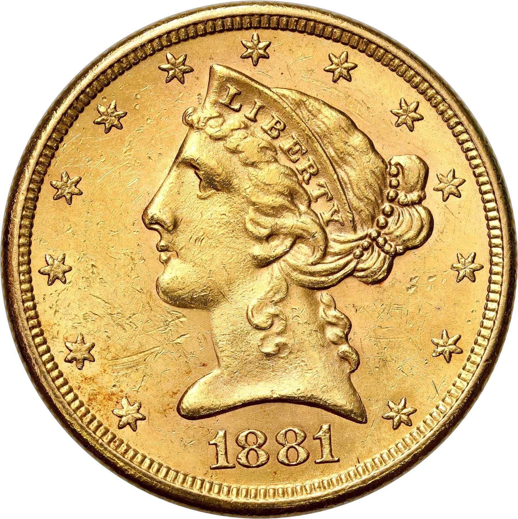 USA. 5 dolarów 1881 S, San Francisco