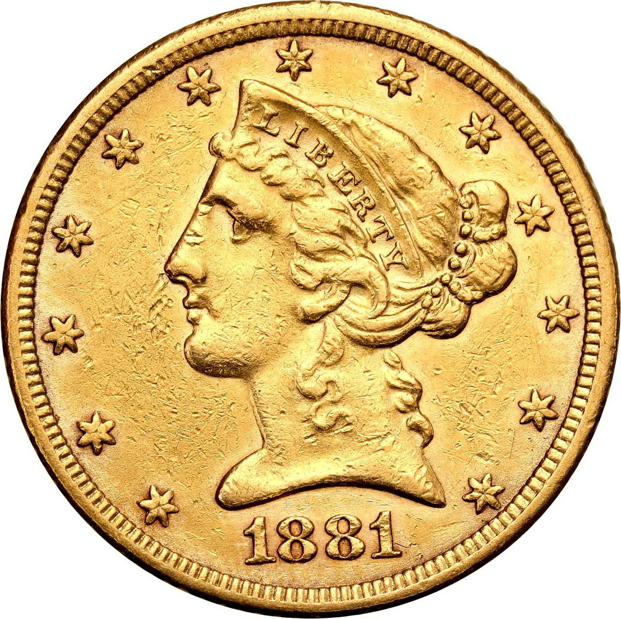USA. Złote 5 dolarów 1881 Filadelfia