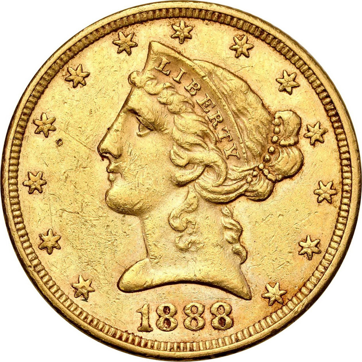 USA. Złote 5 dolarów 1888 Filadelfia