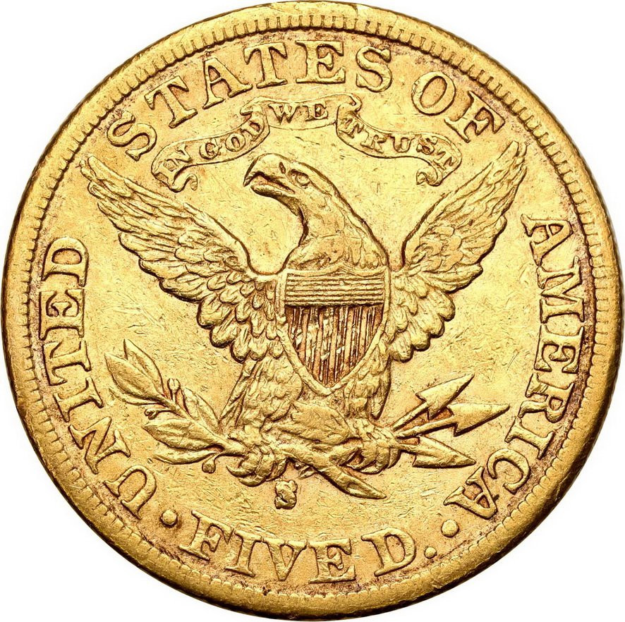 USA. Złote 5 dolarów 1897 S , San Francisco