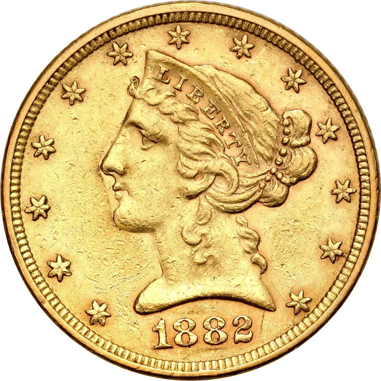 USA. Złote 5 dolarów 1882 Filadelfia