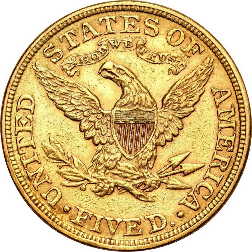 USA. Złote 5 dolarów 1882 Filadelfia