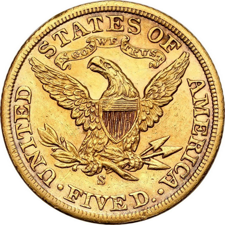 USA. Złote 5 dolarów 1901 S , San Francisco