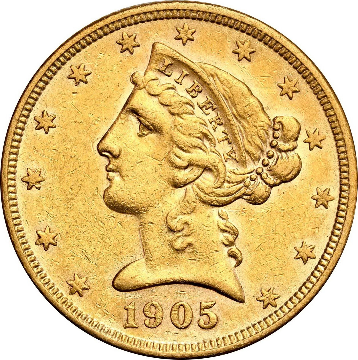 USA. Złote 5 dolarów 1905 S , San Francisco