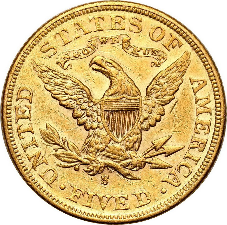 USA. Złote 5 dolarów 1905 S , San Francisco