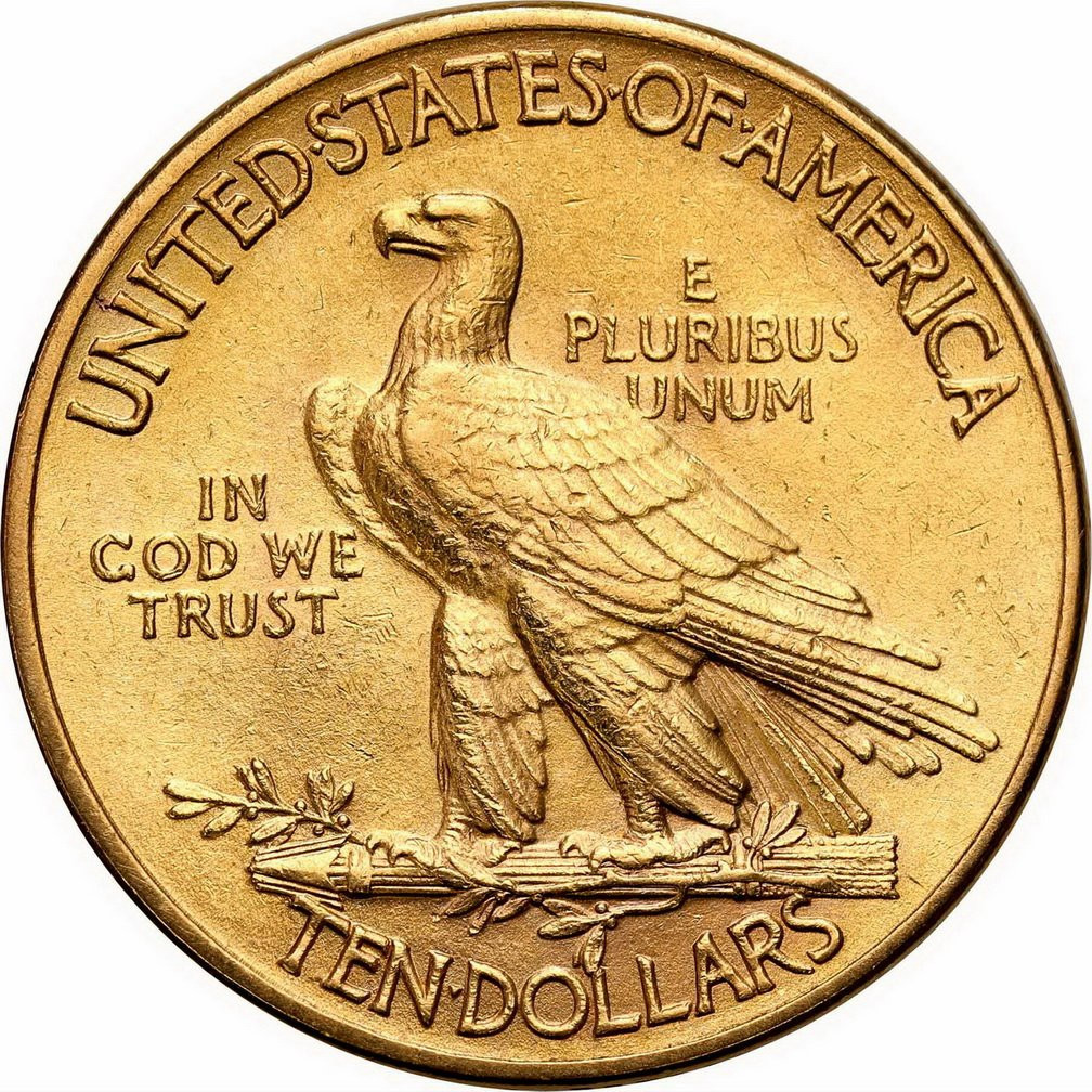 USA. Złote 10 $ dolarów 1913 Indianin Filadelfia