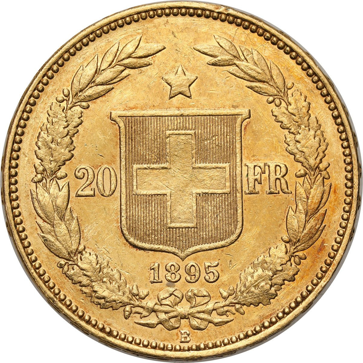 Szwajcaria. 20 franków 1895 B - PIĘKNE