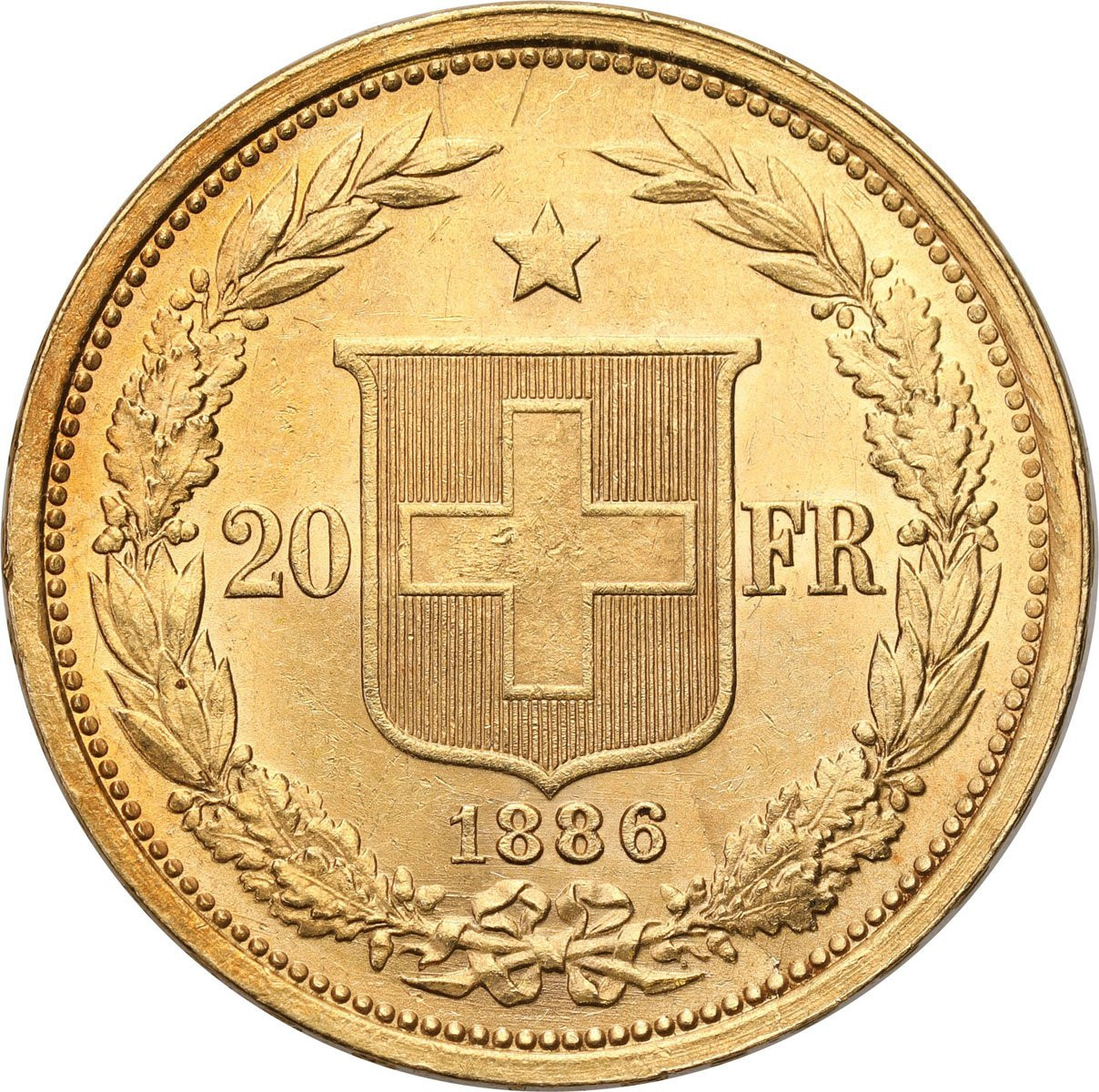 Szwajcaria. 20 franków 1886 - PIĘKNE