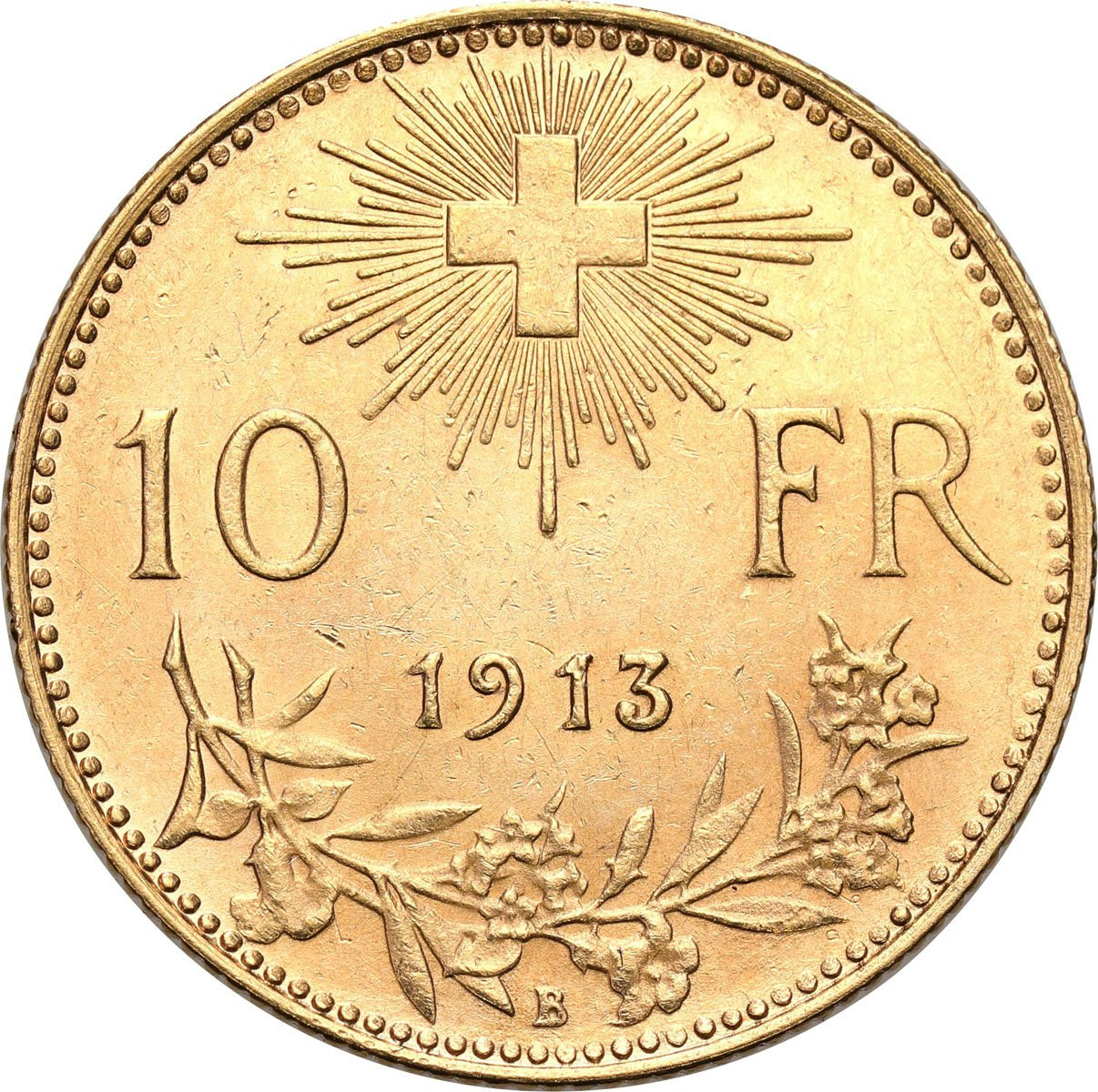 Szwajcaria. 10 franków 1913 - PIĘKNE
