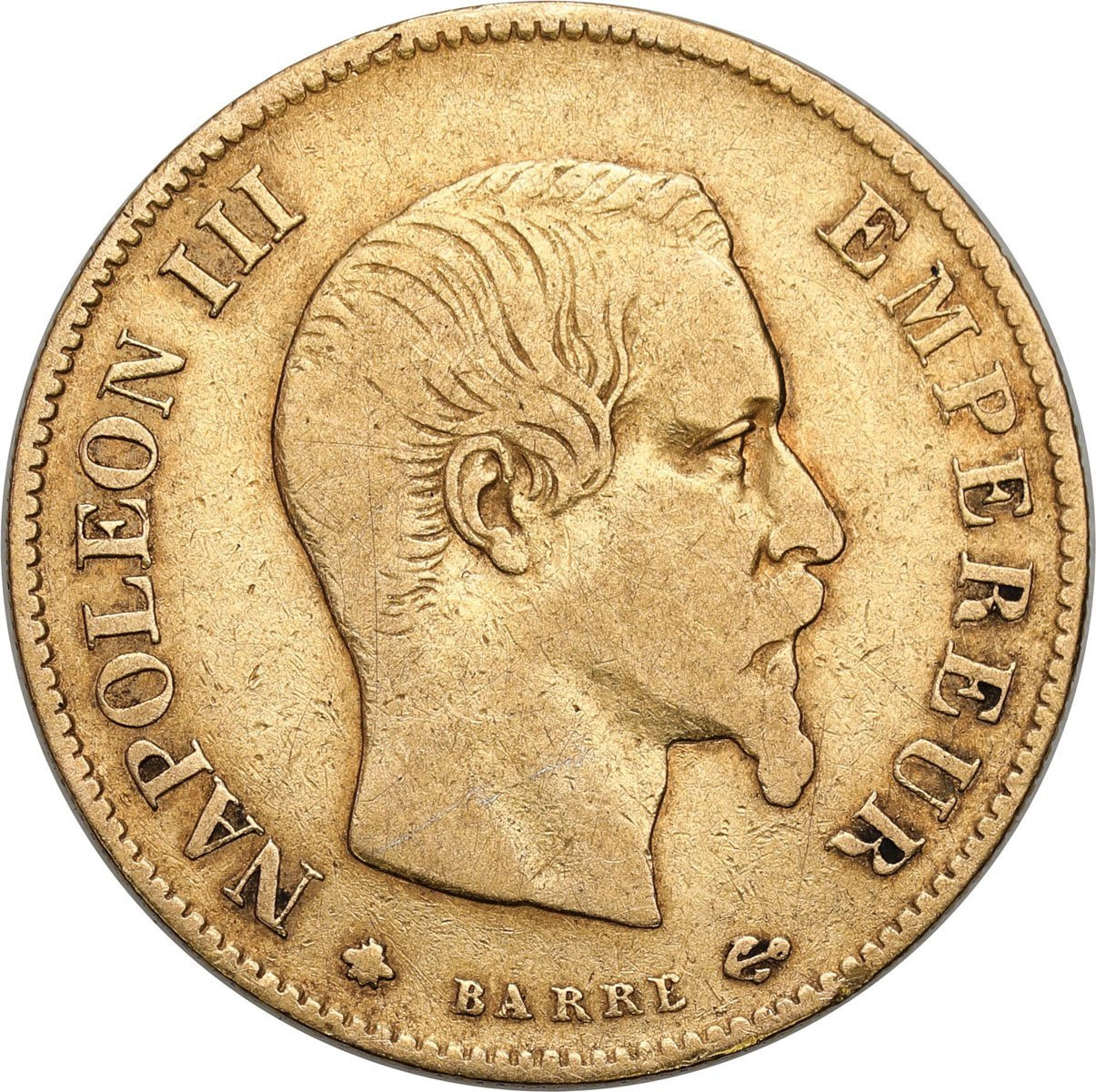 Francja Napoleon III 10 Franków 1858 BB, Strasbourg - Ciekawszy rocznik