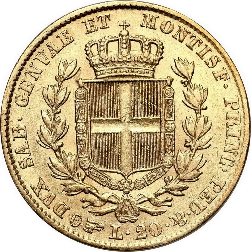 Włochy. Sardynia 20 Lirów 1849 Orzeł