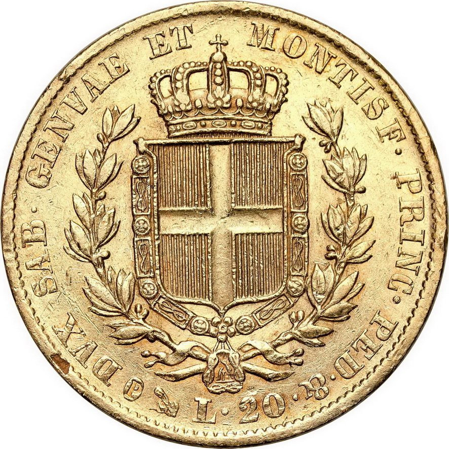 Włochy. Sardynia 20 Lirów 1840 - kotwica