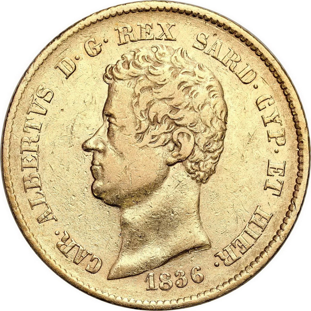 Włochy. Sardynia 20 Lirów 1836 - kotwica