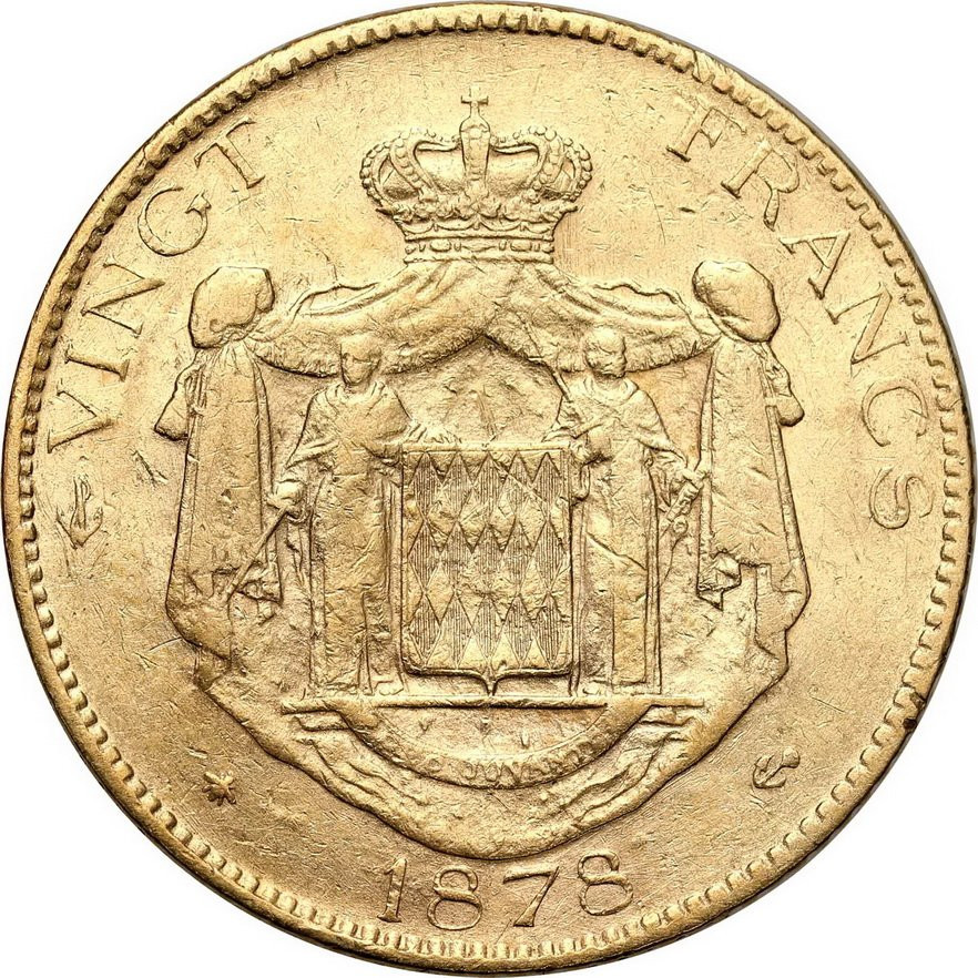 Monako. Charles III 20 franków 1878