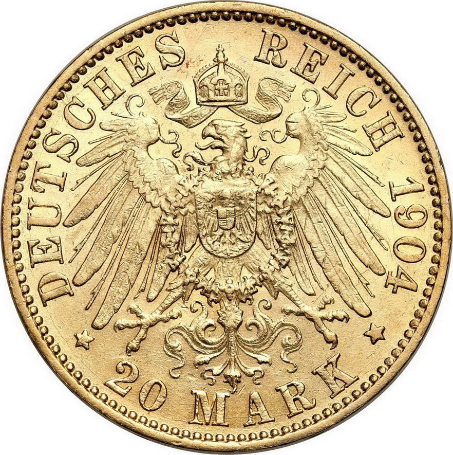 Niemcy. Prusy Wilhelm II 20 Marek 1904 A Berlin
