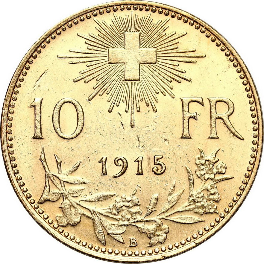 Szwajcaria. 10 franków 1915 - PIĘKNE