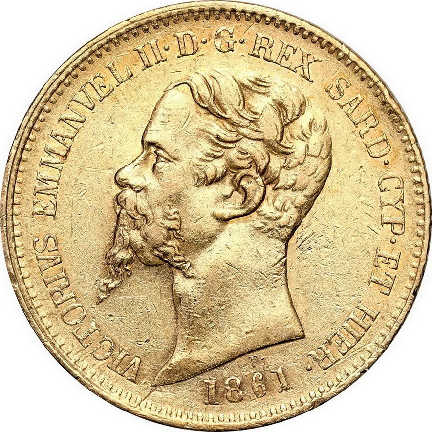 Włochy. Sardynia, Wiktor Emanuel II 20 lirów 1861, Turyn