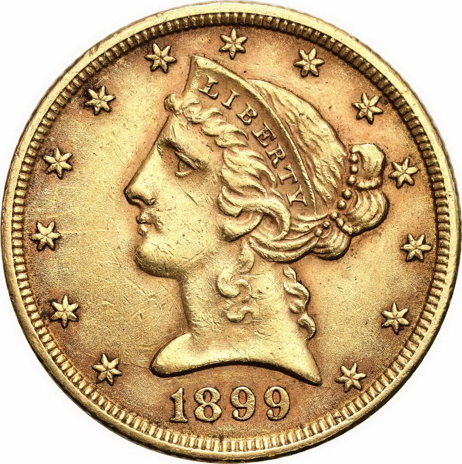 USA. Złote 5 dolarów 1899 Liberty - Filadelfia