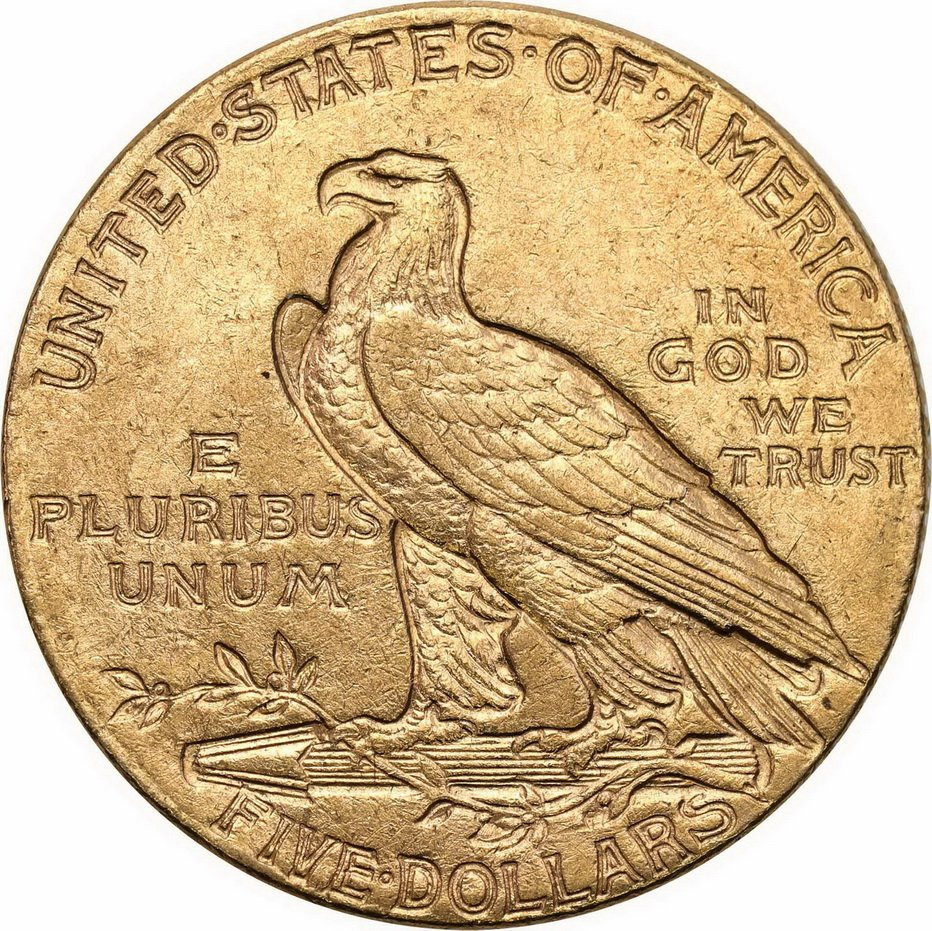 USA. Złote 5 dolarów 1909 Indianin - Filadelfia