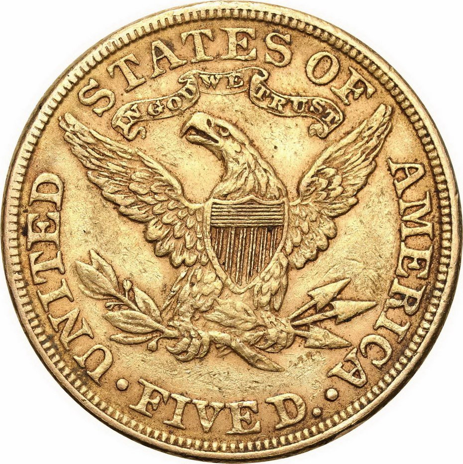 USA. Złote 5 dolarów 1882 Liberty - Filadelfia