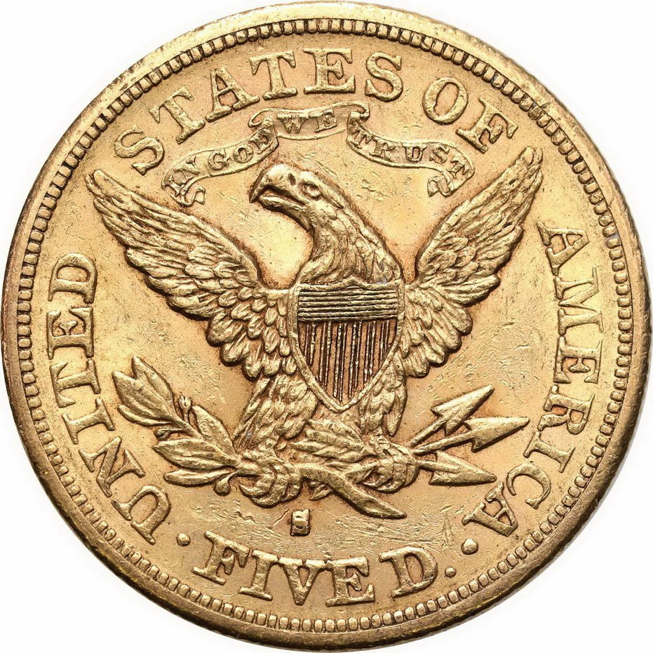USA. Złote 5 dolarów 1880 S Liberty - San Francisco