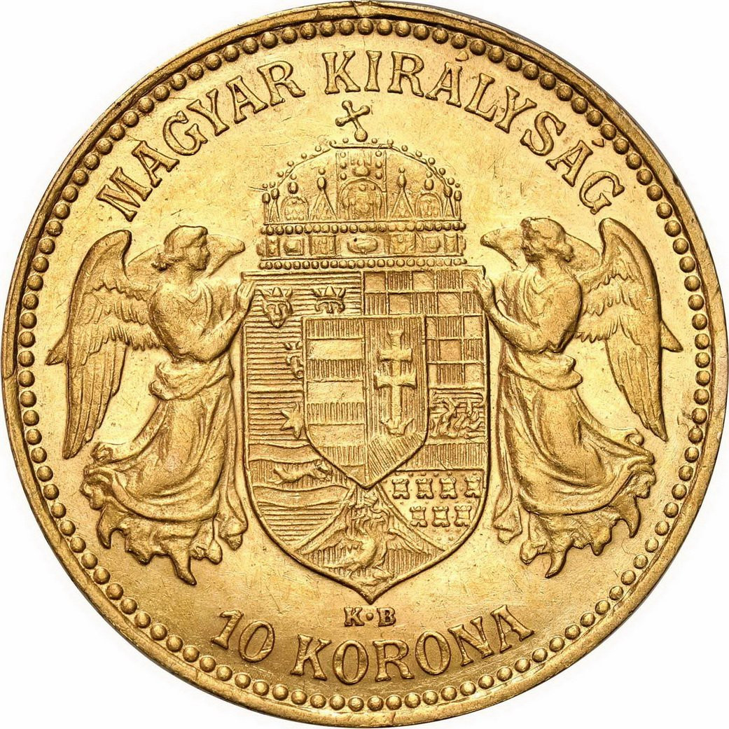 Węgry. Franciszek Józef 10 koron 1908 KB - PIĘKNE