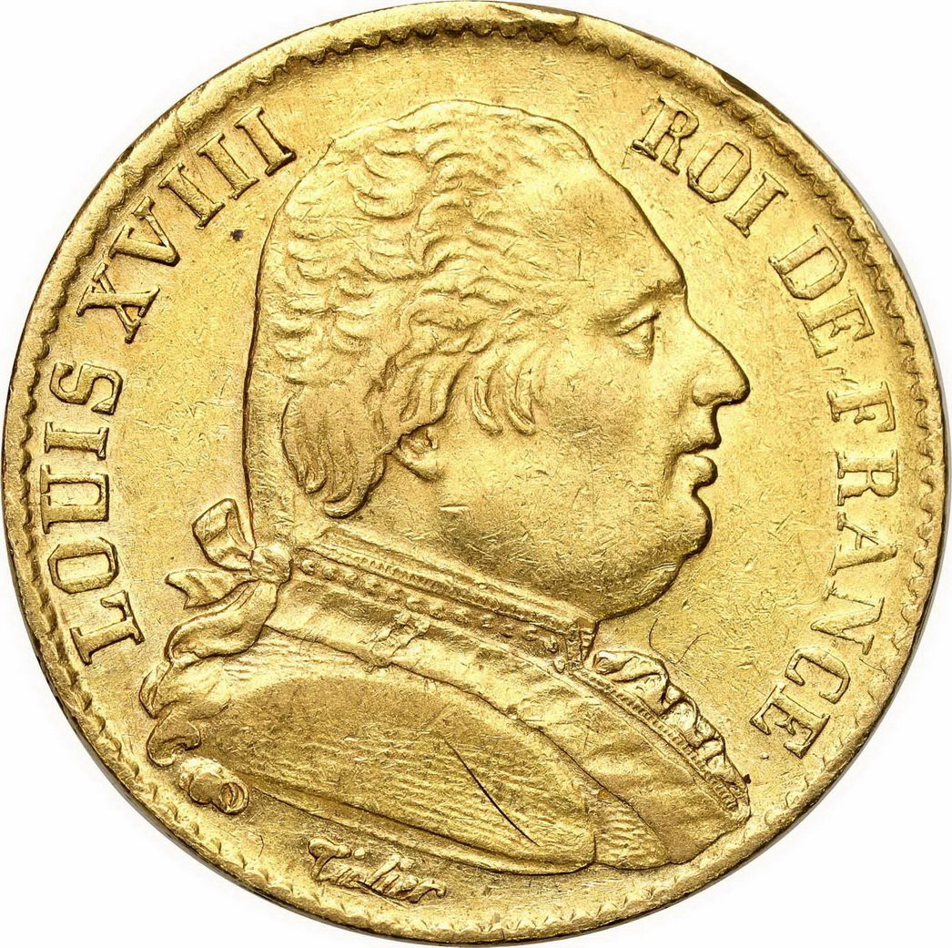 Francja. Ludwik XVIII 20 franków 1814 A Paryż