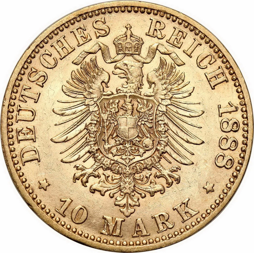 Niemcy. Wilhelm I. 10 marek 1888 A, Berlin