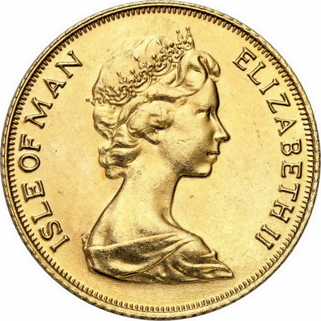 Isle of Man. Elżbieta II. 1/2 suwerena (funta) 1974 – Złoto