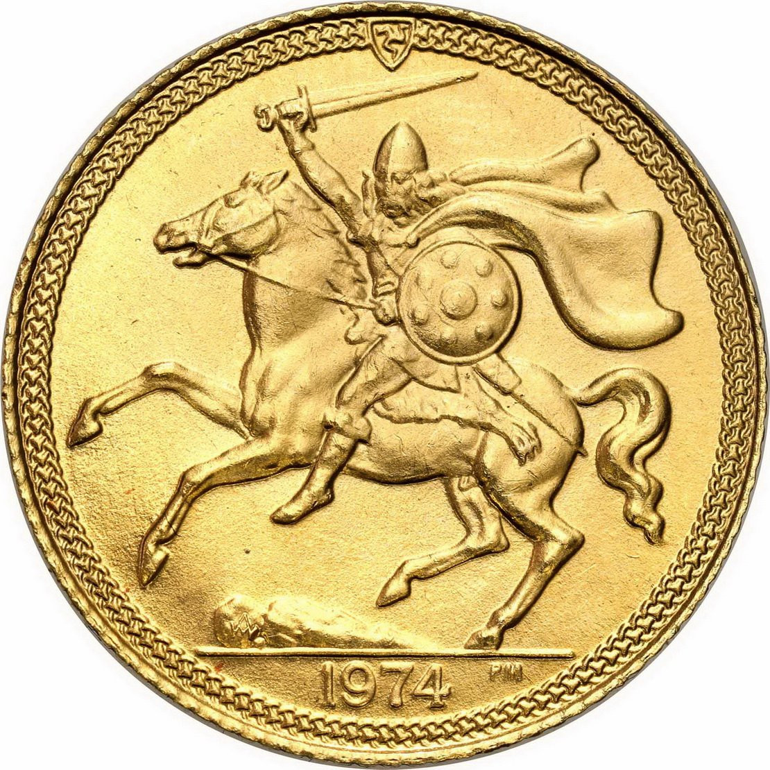 Isle of Man. Elżbieta II. 1/2 suwerena (funta) 1974 – Złoto