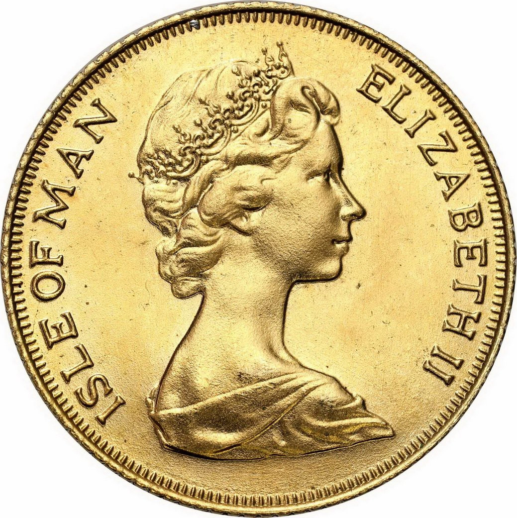 Isle of Man. Elżbieta II. 1/2 suwerena (funta) 1973 – Złoto