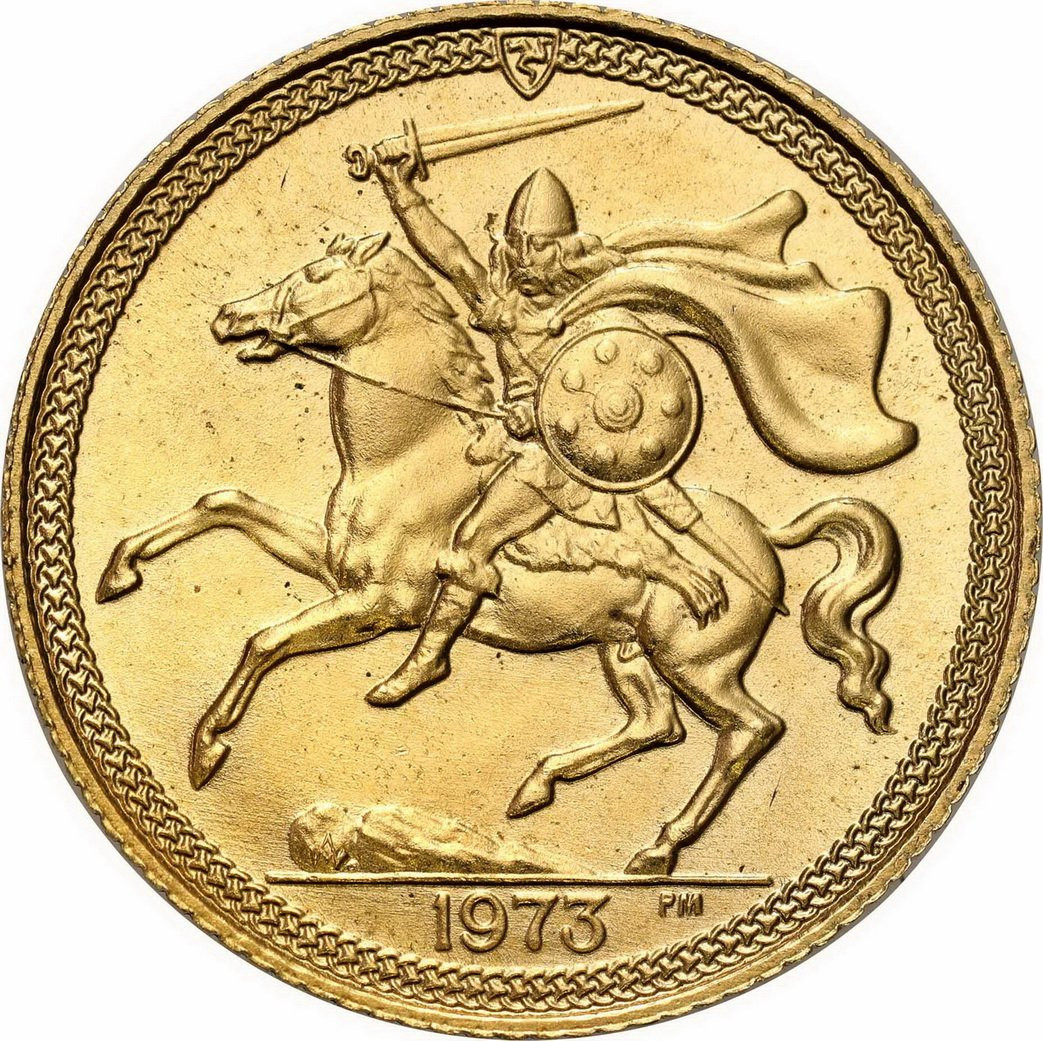 Isle of Man. Elżbieta II. 1/2 suwerena (funta) 1973 – Złoto