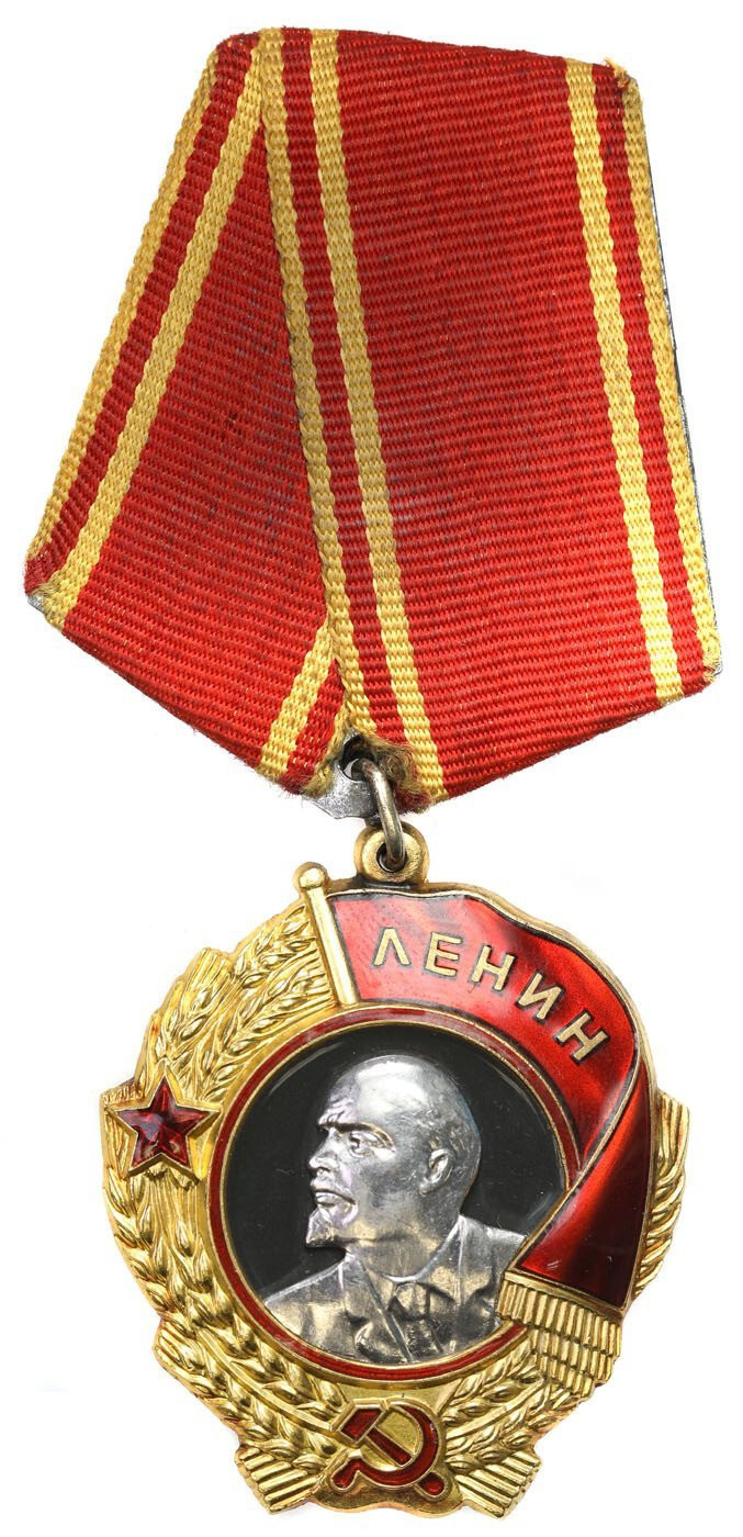 Rosja. Order Lenina złoto + platyna - LENIN - wstążka