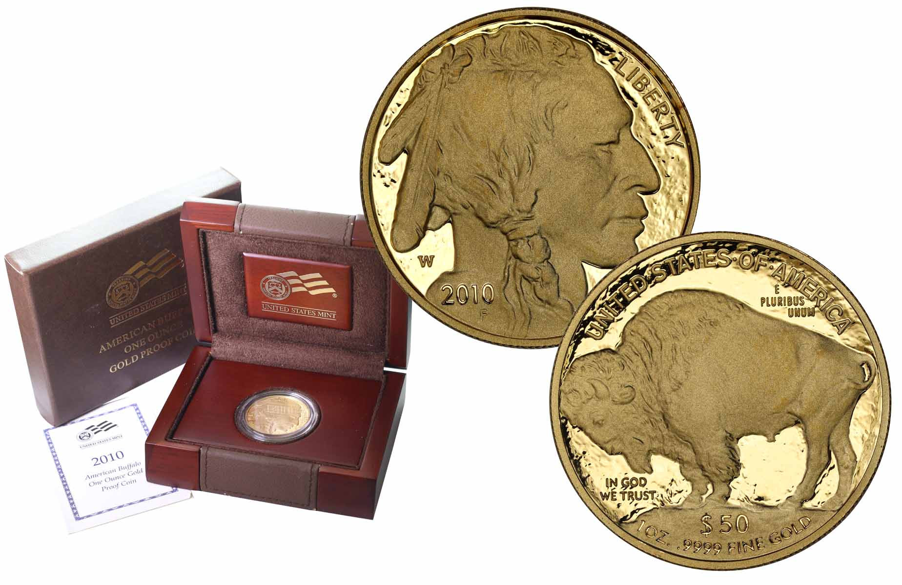 USA. Złote 50 dolarów 2010 Buffalo - BIZON (uncja złota) - STEMPEL LUSTRZANY