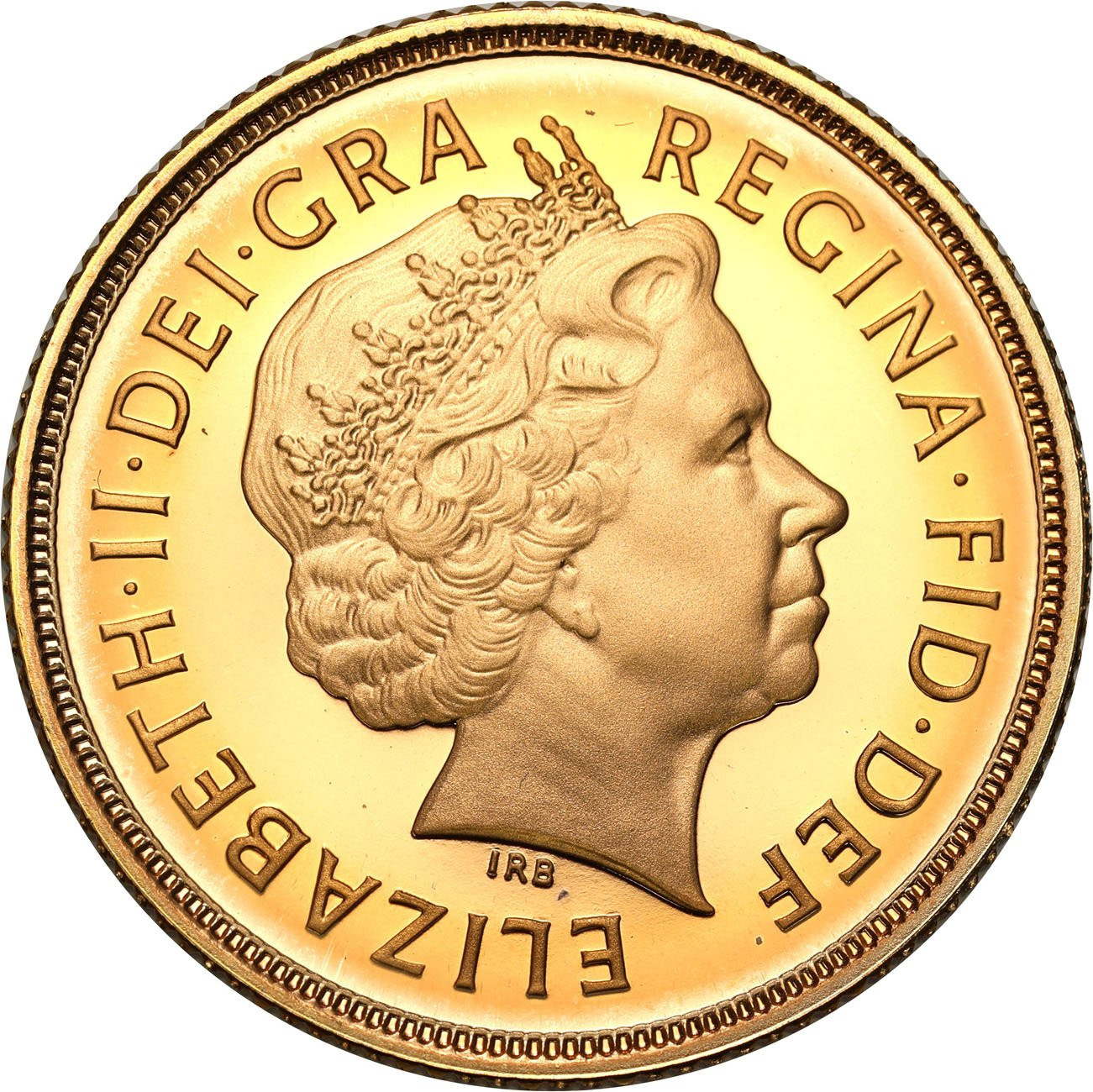 Wielka Brytania Elżbieta II 1 suweren 2003 stempel lustrzany