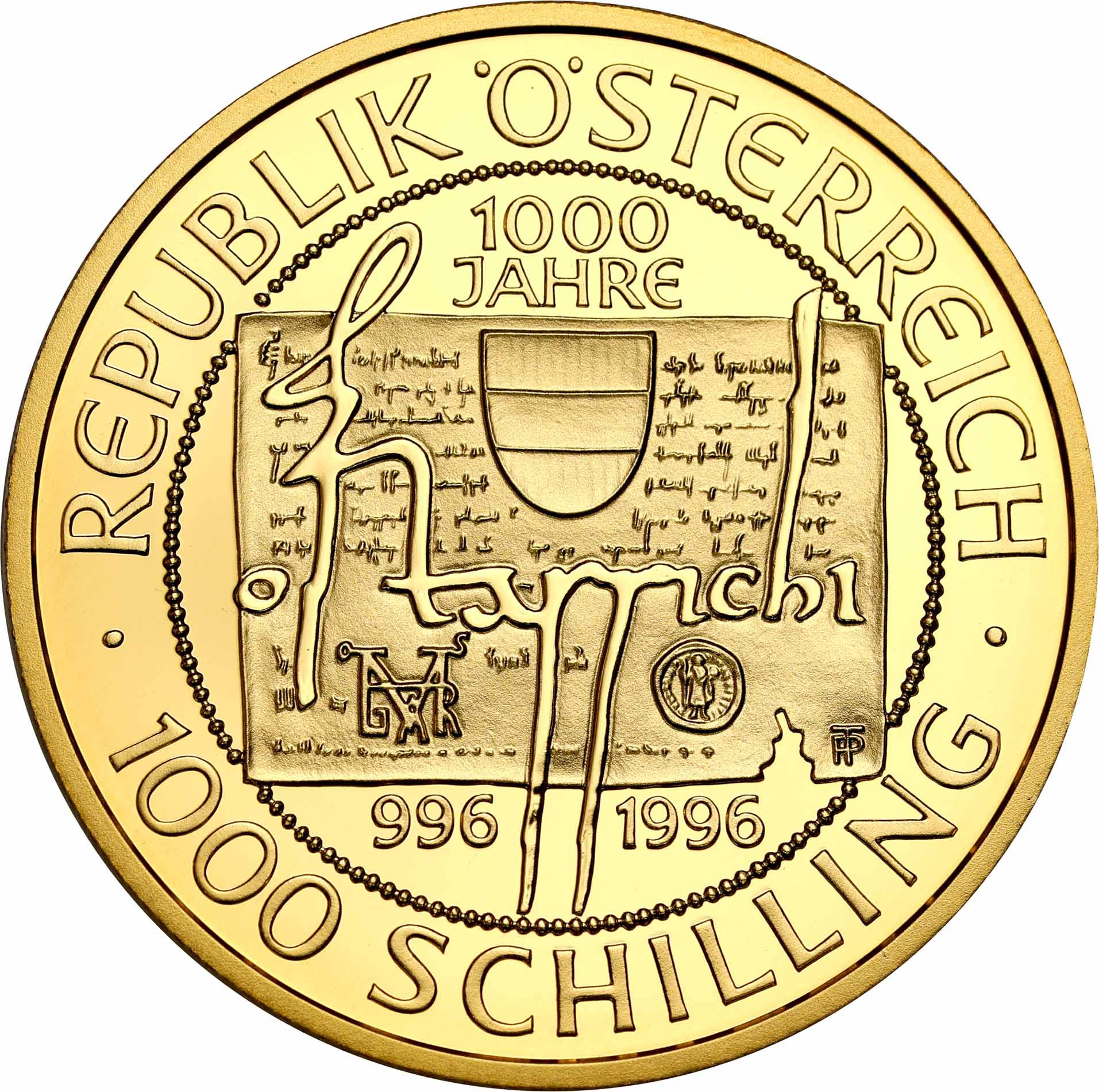 Austria. 1000 schilling (szylingów) 1996 Otton III