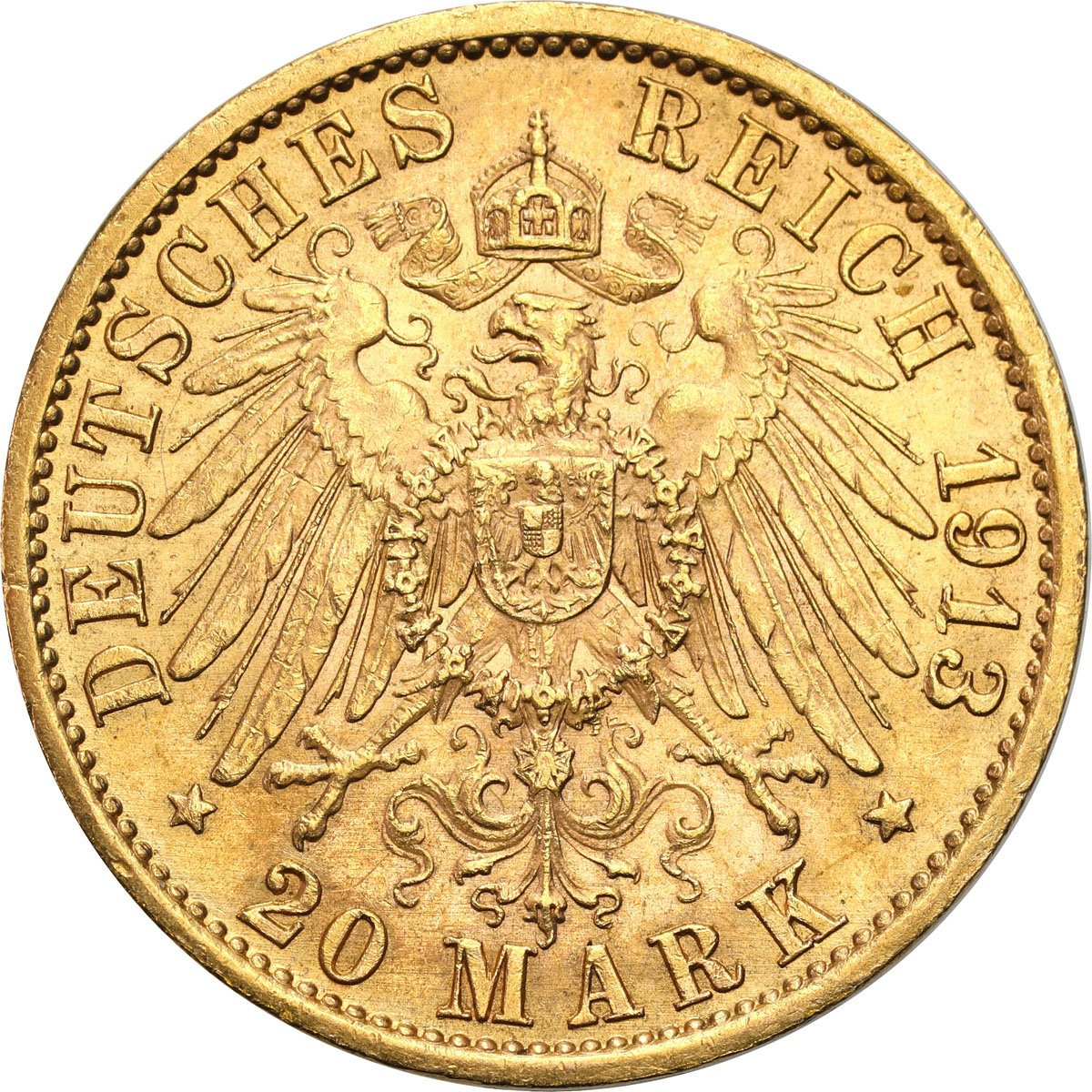 Niemcy. Prusy Wilhelm II 20 marek 1913 A Berlin - Mundur