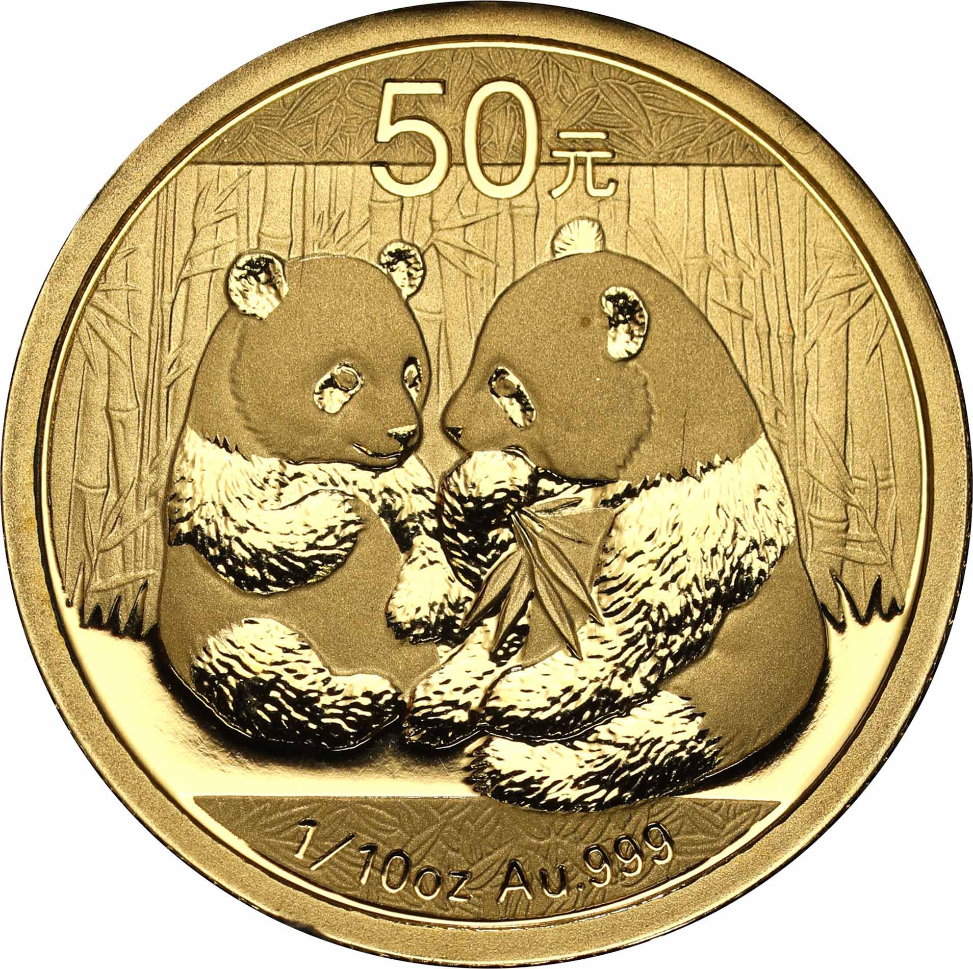 Chiny 50 Yuan (juanów) 2009 Panda Wielka 1/10 uncji złota