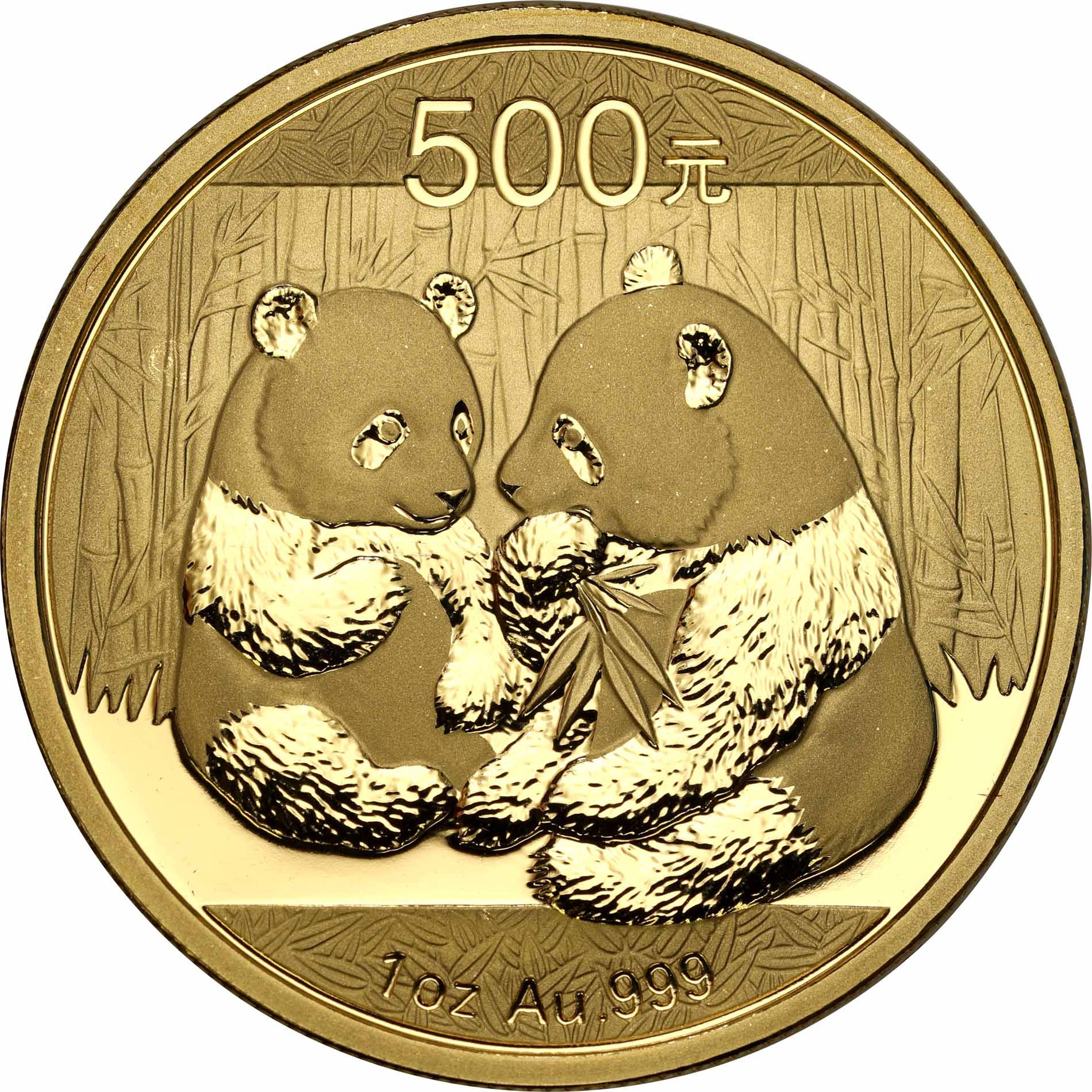 Chiny 500 Yuan (juanów) 2009 Panda Wielka 1 UNCJA złota