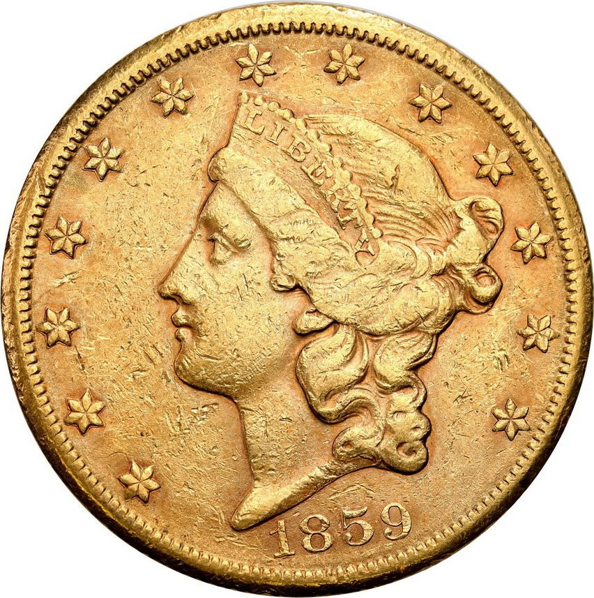USA 20 dolarów 1859 S San Francisco - RZADKA