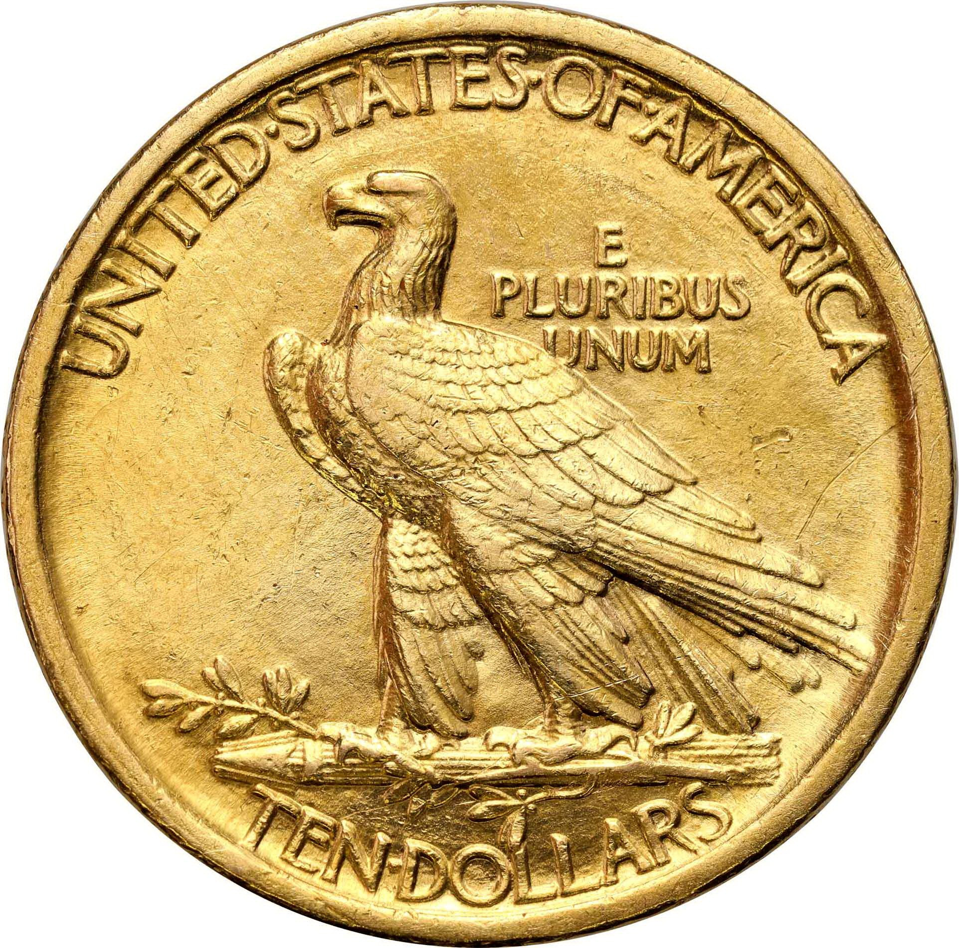 USA. Złote 10 dolarów Indianin 1907 - Pierwszy rocznik 10 dolarówki z Indianinem
