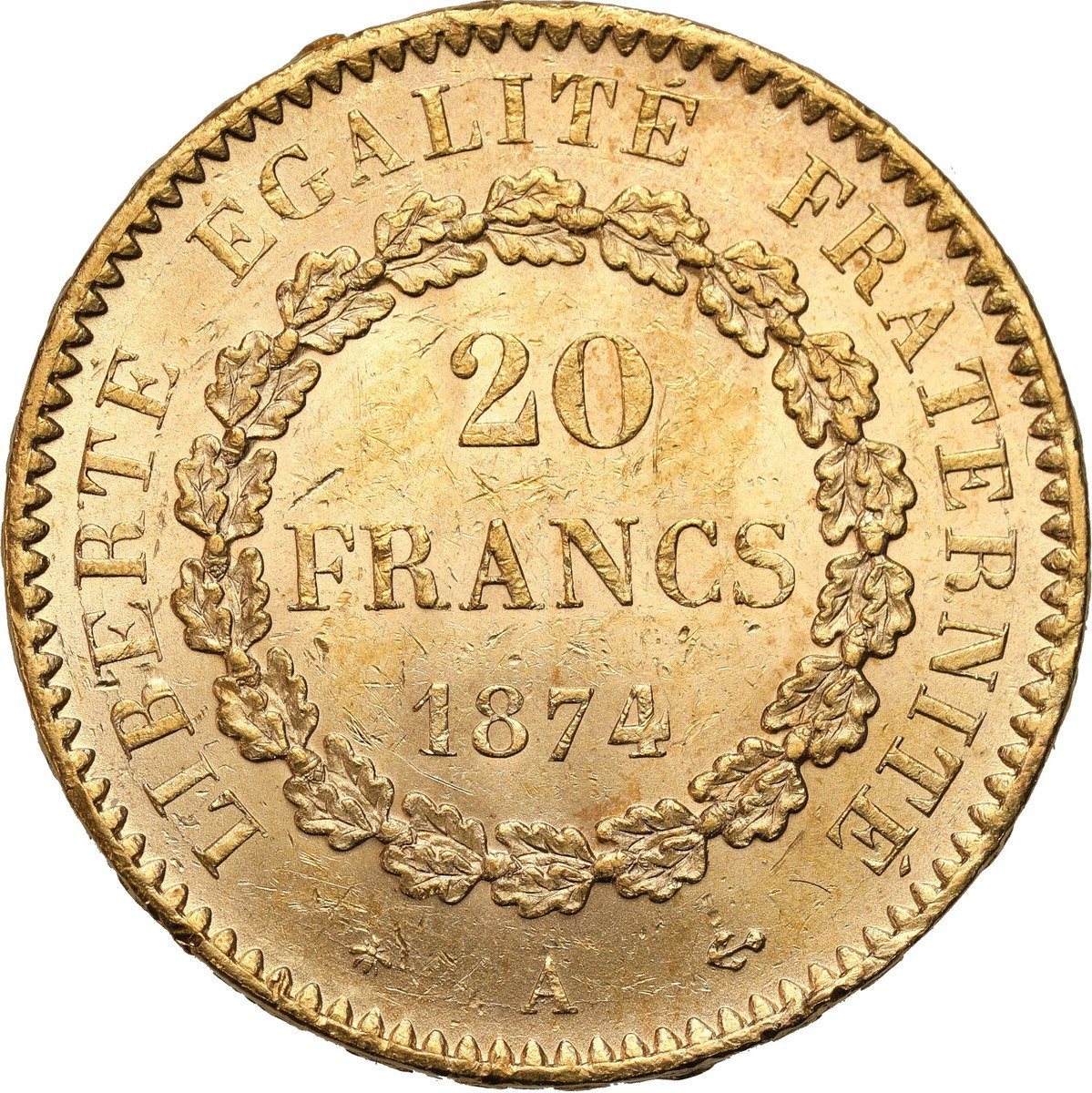 Francja. ANIOŁ 20 franków 1874 A , Paryż