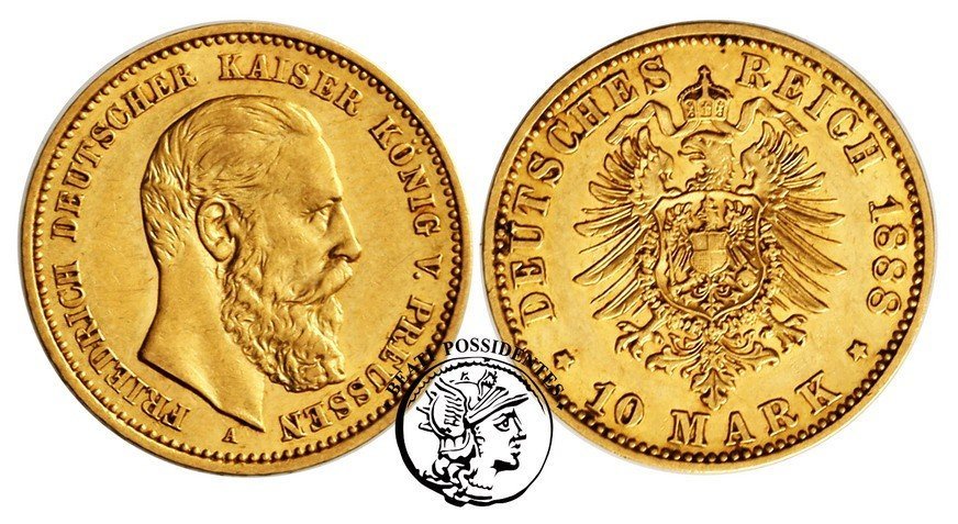 Niemcy Prusy 10 Mark 1888 A Friedrich III