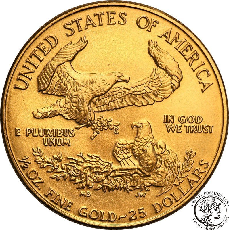 USA 25 dolarów 1992 (1/2 uncji złota) orzeł st.1