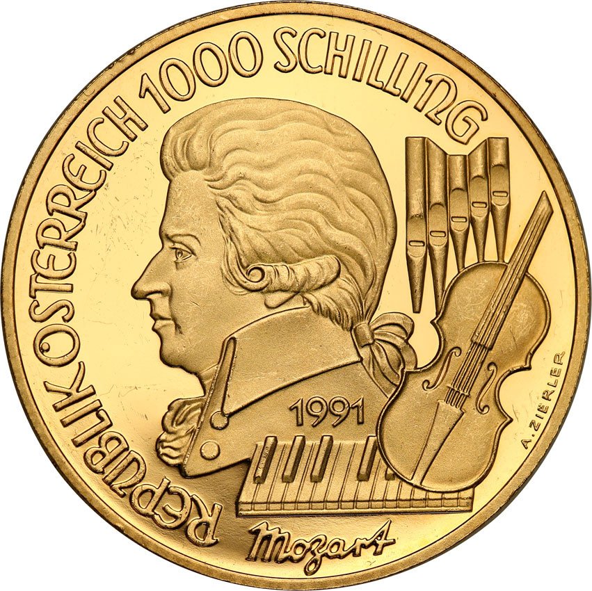 Austria 1000 Szylingów 1991 Mozart st.L